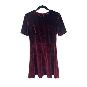 Women's Fate By LFD Red Velvet Short Sleeve A-line Mini Dress Size S